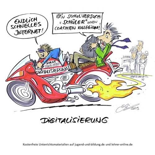 Karikatur: Digitalisierung: Schulversuch - Michael Hüter