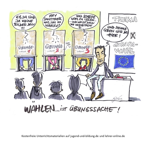 Karikatur: Wählen ist Übungssache - Michael Hüter